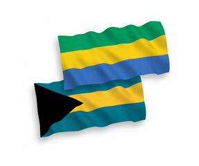 Obraz premium Flags of Commonwealth of The Bahamas and Gabon on a white background