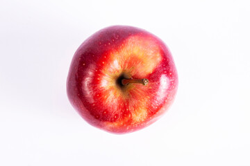Fresh organic apple . Isolated on white background red apple. Juicy tasty fruit. Top view
