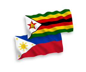 Flags of Zimbabwe and Philippines on a white background