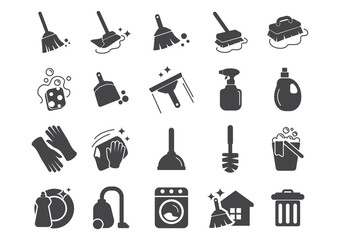 set of cleaning tools icons