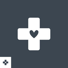 Medical Cross related vector glyph icon. Isolated on black background. Vector illustration.
