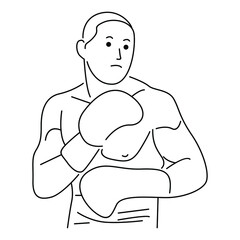 Boxer fight. line art vector illustration