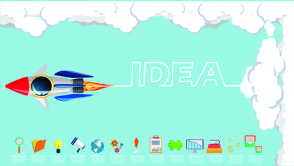 Rocket  model for success Creative business thinking,set icon,modern Idea concept vector illustration Infographic template.
