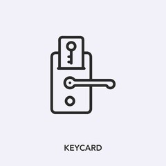 keycard icon vector. Linear style sign for mobile concept and web design. keycard symbol illustration. Pixel vector graphics - Vector. 