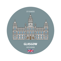 Obraz premium City Chambers in Glasgow, UK. Architectural symbols of European cities