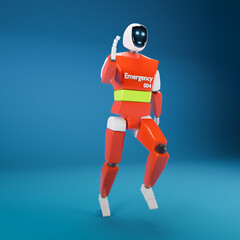 3d illustration. A robot with a monitor on its face in different angles.