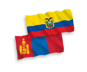 Fototapeta premium Flags of Mongolia and Ecuador on a white background