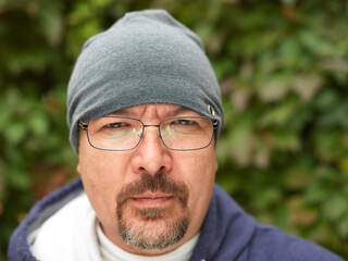 serious gaze of a asian man