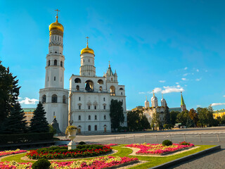 Ivan the Great bell tower in summer on a sunny day. Moscow. Kremlin.