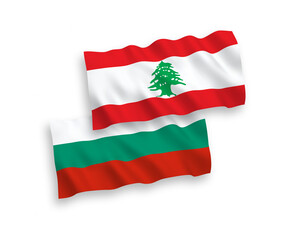 Flags of Lebanon and Bulgaria on a white background