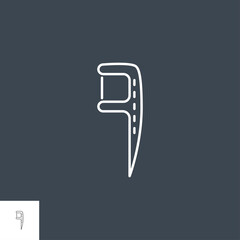 Floss Toothpick Line Icon. Floss Toothpick Related Vector Line Icon. Isolated on Black Background. Editable Stroke.