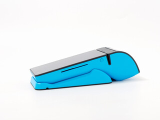 stylish portable cash register with stand isolated on white background