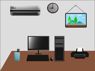 an illustration of working desk 