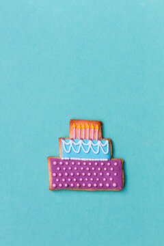 Birthday cake cookie with copy space