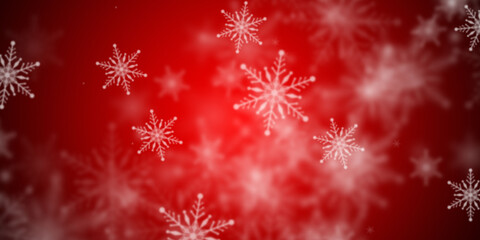 Fototapeta na wymiar Abstract red background with flying snowflakes