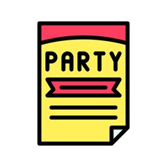 party icons related party invitation card or page with written text vector with editable stroke,
