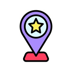 party icons related party location pin with star and place vector with editable stroke,