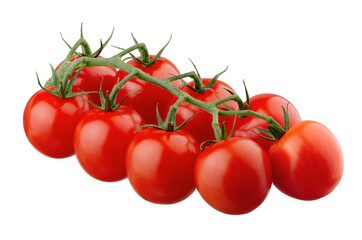 Cherry tomatoes on branch without shadow isolated on white background