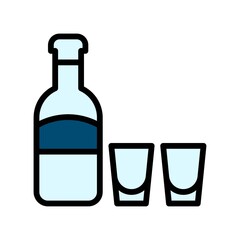 party icons related wine bottle with glasses for party and celebration vector with editable stroke,