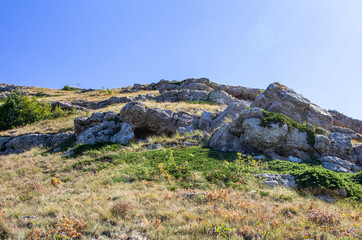 Fototapeta na wymiar Mountain landscape. Summer tracking. The Mountains Of The Crimea