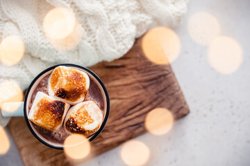 Smores hot chocolate with roasted marshmallow