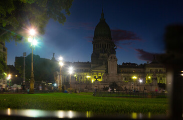 Fototapeta na wymiar Evening view of building of National Congress of Argentina, Congress Square, Buenos Aires. Argentina, South America