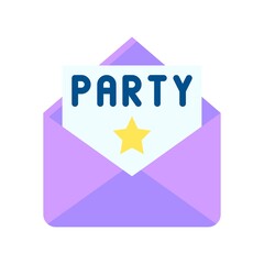 party icons related party invitation card envelope and star with written text vector with editable stroke