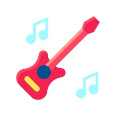 party icons related guitar with singing sign for party and celebration vector with editable stroke