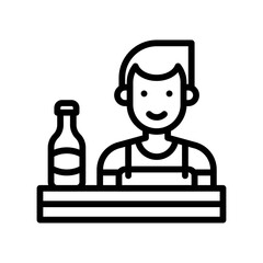 party icons related boy with wine bottle and table vector with editable stroke