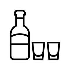 party icons related wine bottle with glasses for party and celebration vector with editable stroke