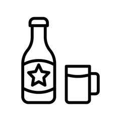 party icons related wine bottle with mug and star for party and celebration vector with editable stroke