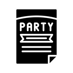 party icons related party invitation card or page with written text vector with editable stroke