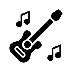 party icons related guitar with singing sign for party and celebration vector with editable stroke