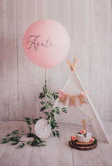 wedding cake on a bed