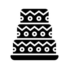 party icons related three layers cake with chocolate for party and celebration vector with editable stroke