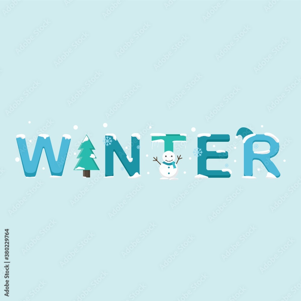 Wall mural winter lettering design