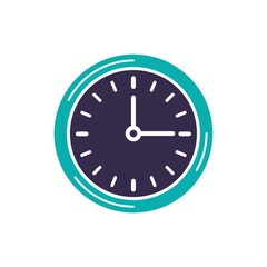 Clock with blue and black color, vector design illustration