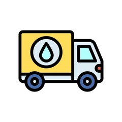 plumber icons related plumber van with water drop and lights vector with editable stroke,