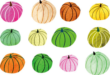 かぼちゃ_単体_水彩