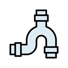 Fototapeta premium plumber icons related water pipe or pipe line with nuts vector with editable stroke,
