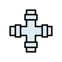 plumber icons related water pipe or pipe line with nuts vector with editable stroke,