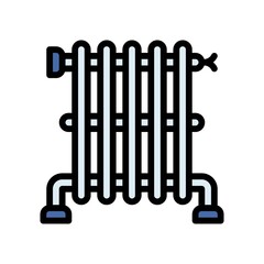 plumber icons related water radiator with water pipes vector with editable stroke,