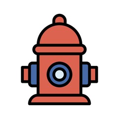 plumber icons related street water hydrant with pipes vector with editable stroke,