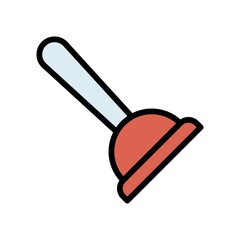 plumber icons related bathroom toilet plunger for flash vector with editable stroke,