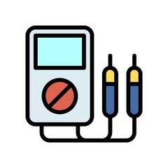 plumber icons related multimeter with pins and button  vector with editable stroke,