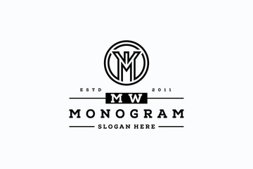 letter MW monogram logo design vector