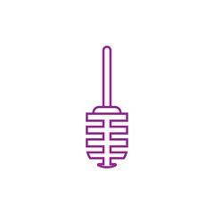 Toilet brush purple outline vector illustration