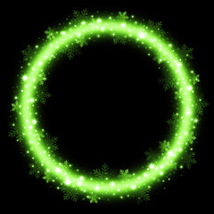 輝く光と雪の結晶の飾り、輪型