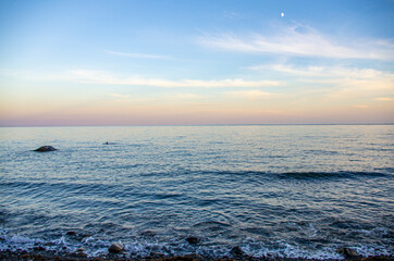Beautiful sunset on the beach. Black Sea.