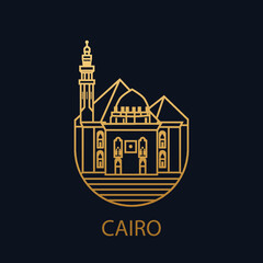 Cairo city. Vector icon capital of Egypt. The pyramids.